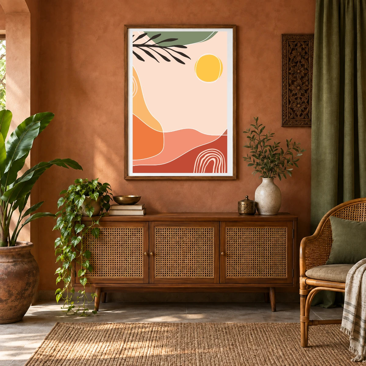 Boho Abstract Print CIV — Boho Abstract Prints shown in a styled interior