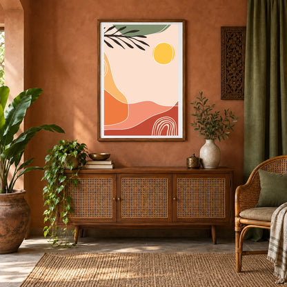 Boho Abstract Print CIV — Boho Abstract Prints shown in a styled interior