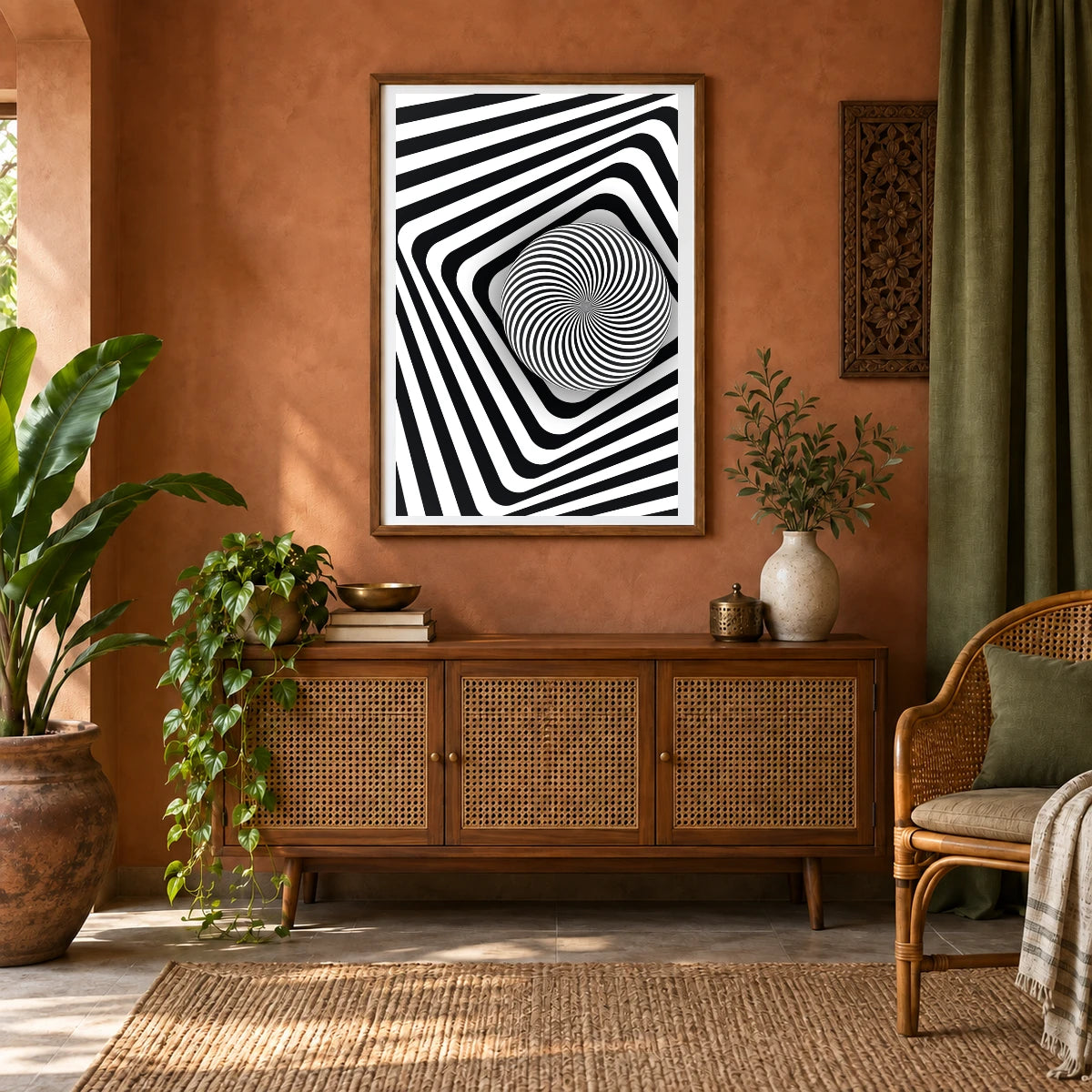 Boho Abstract Print CVII — Boho Abstract Prints shown in a styled interior