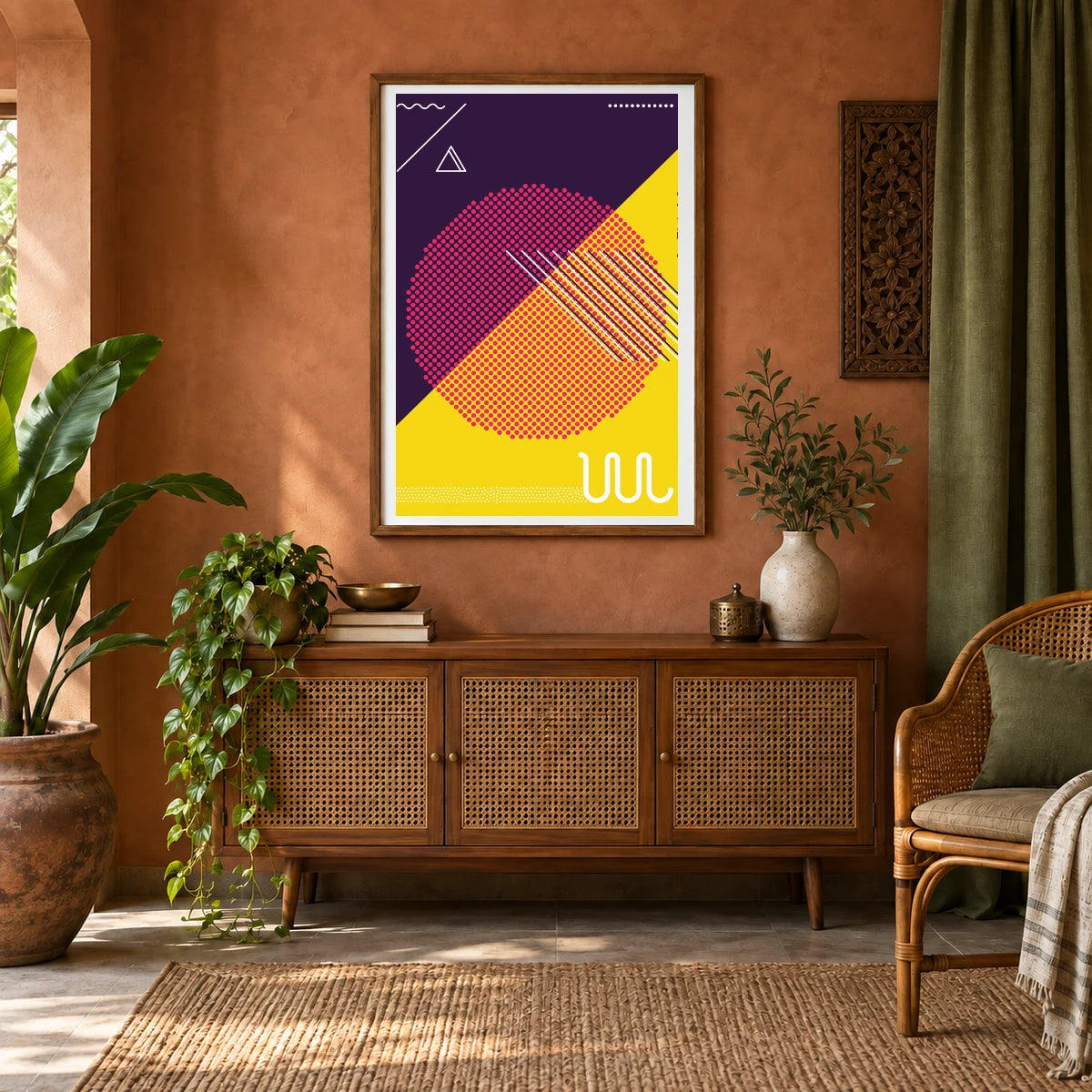 Boho Abstract Print CVIII — Boho Abstract Prints shown in a styled interior