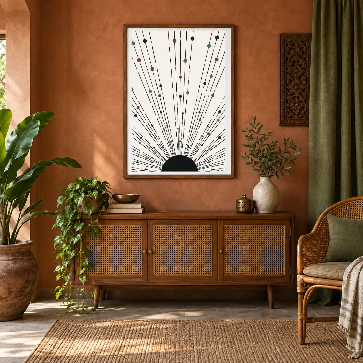 Boho Abstract Print CXI — Boho Abstract Prints shown in a styled interior