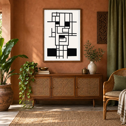 Boho Abstract Print CXIV — Boho Abstract Prints shown in a styled interior