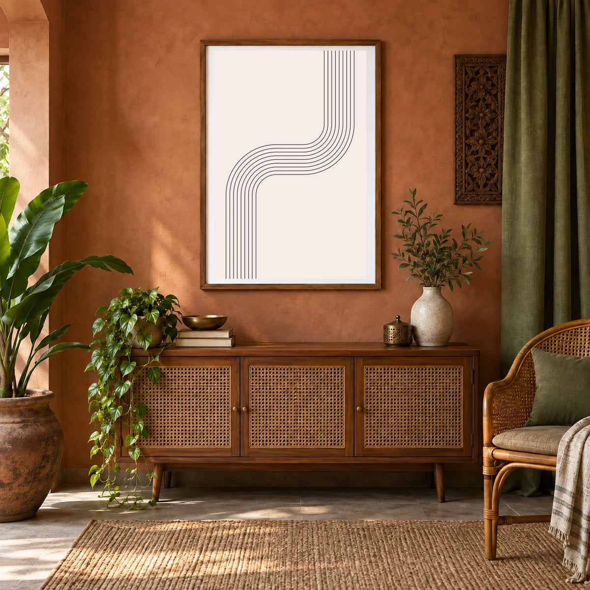 Boho Abstract Print CXXIV — Boho Abstract Prints shown in a styled interior