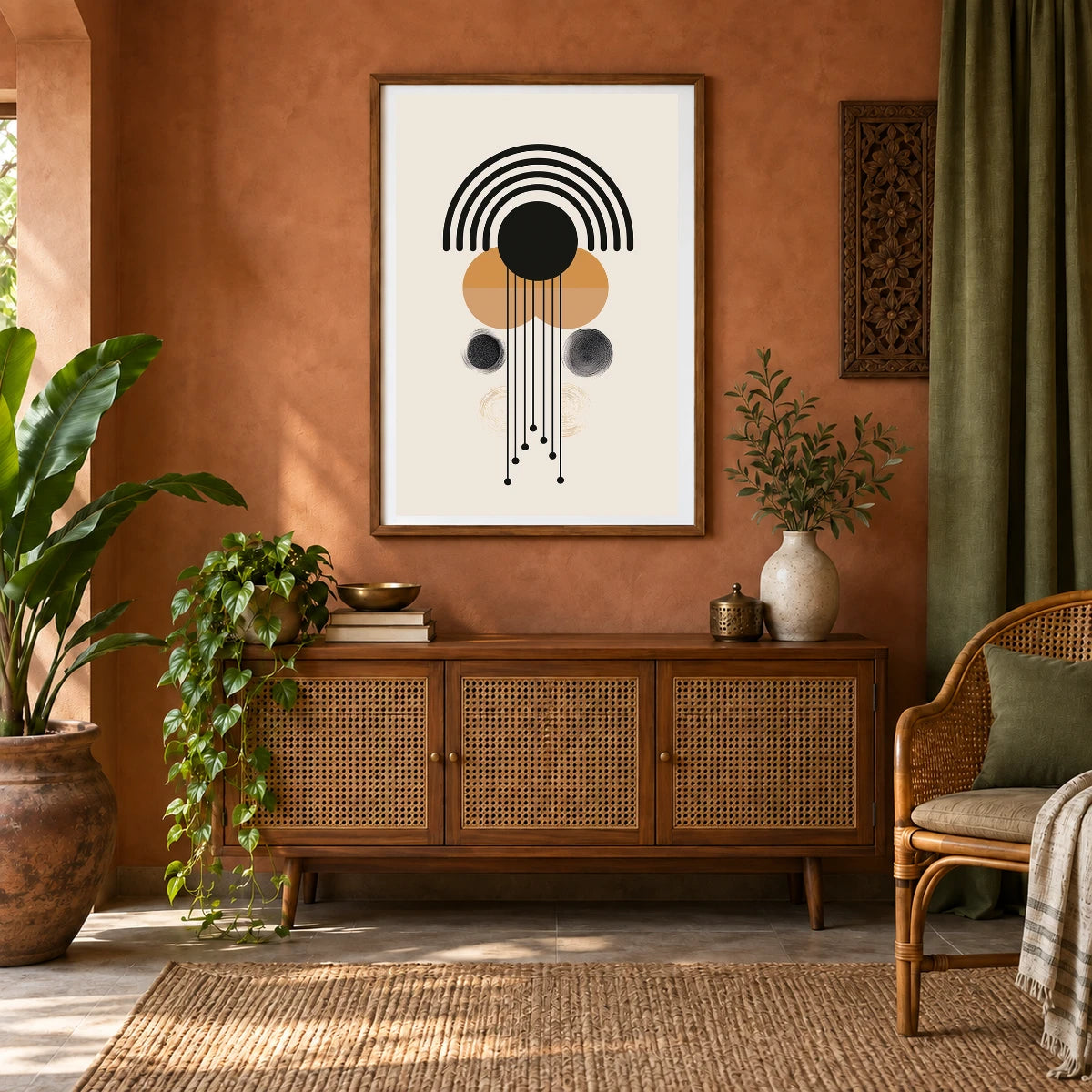 Boho Abstract Print CXXXI — Boho Abstract Prints shown in a styled interior