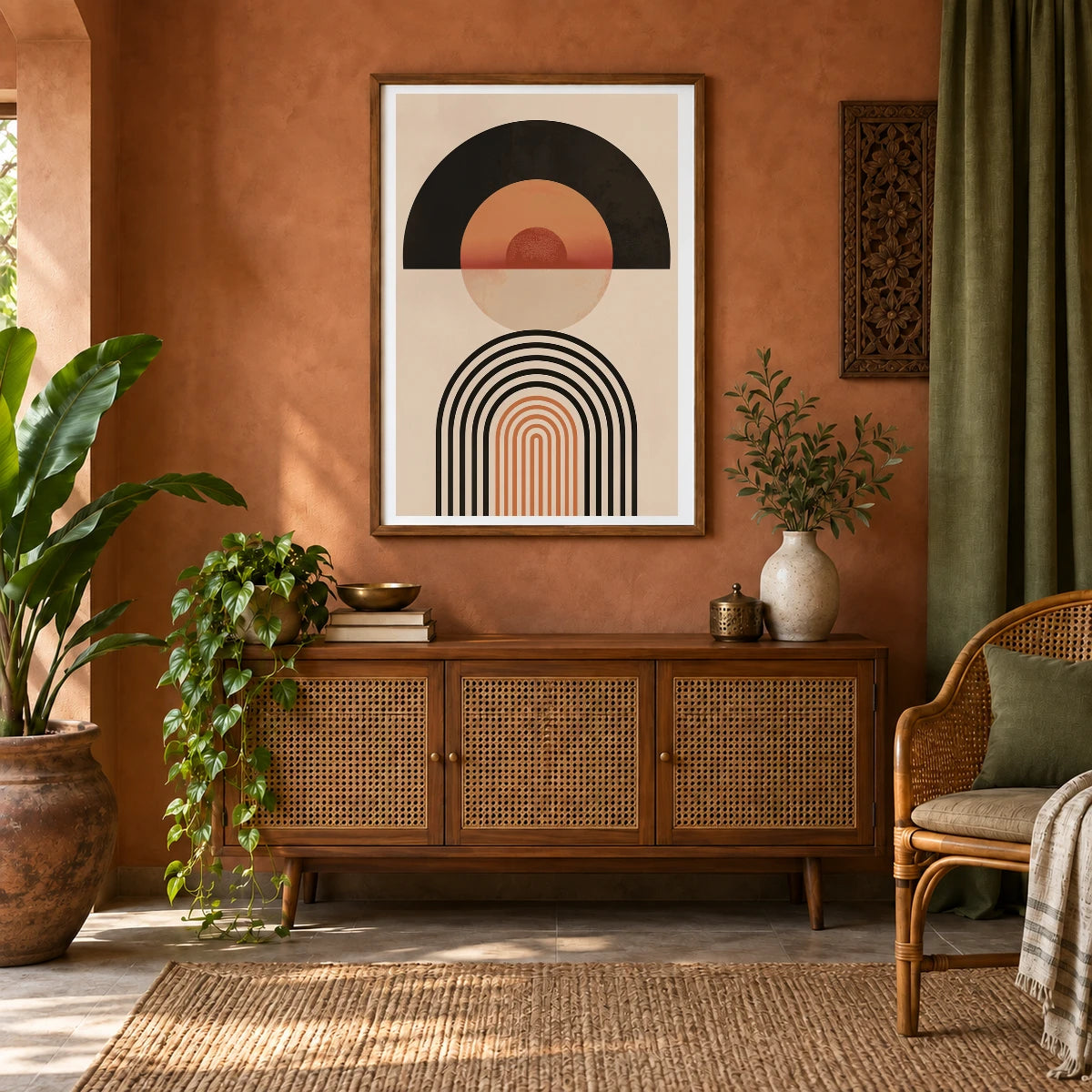 Boho Abstract Print CXXXIV — Boho Abstract Prints shown in a styled interior