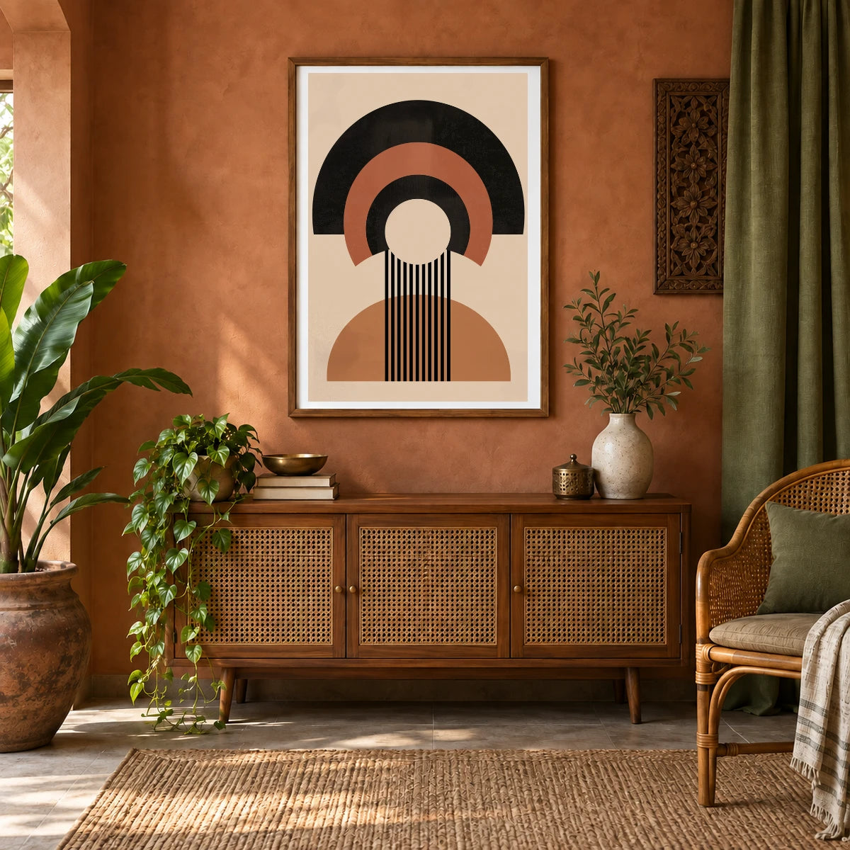 Boho Abstract Print CXXXV — Boho Abstract Prints shown in a styled interior