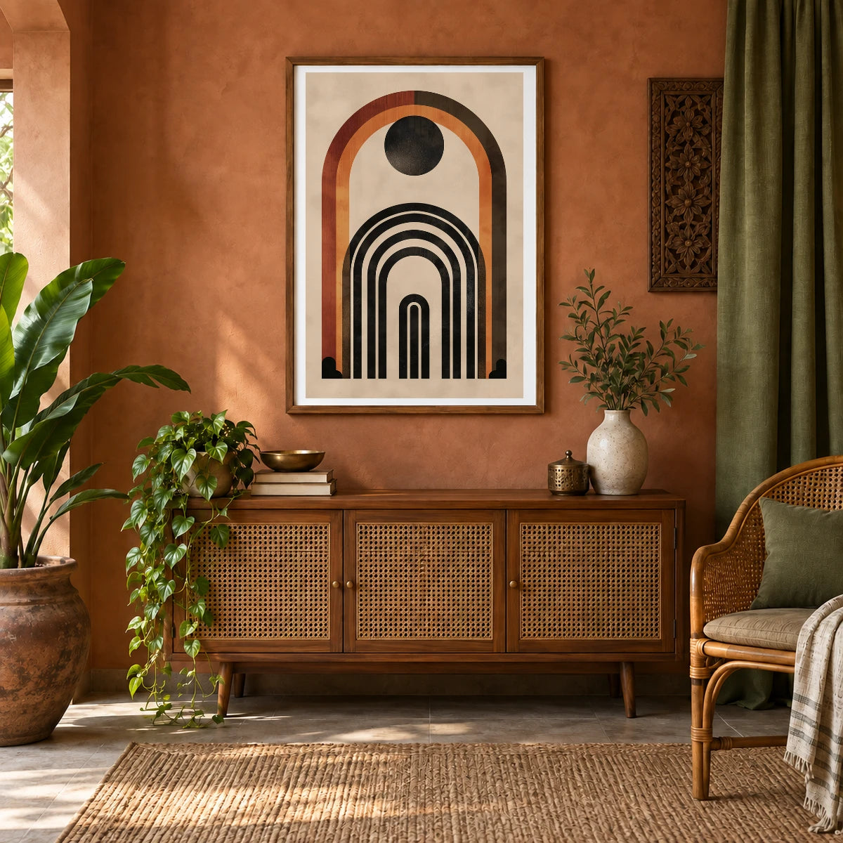 Boho Abstract Print CXXXVIII — Boho Abstract Prints shown in a styled interior