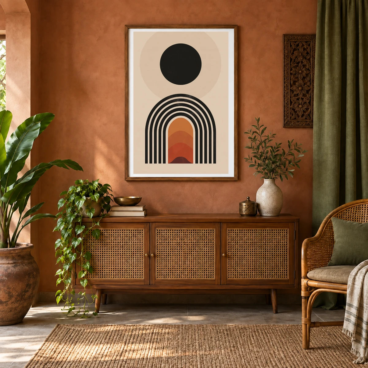 Boho Abstract Print CXXXIX — Boho Abstract Prints shown in a styled interior