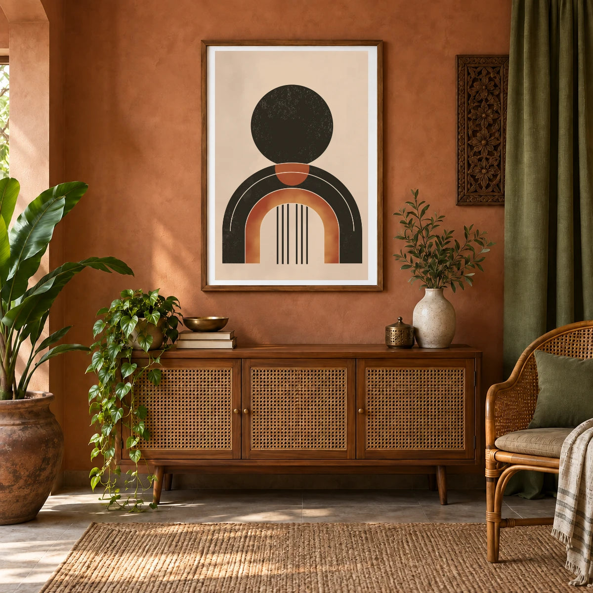 Boho Abstract Print CXLI — Boho Abstract Prints shown in a styled interior