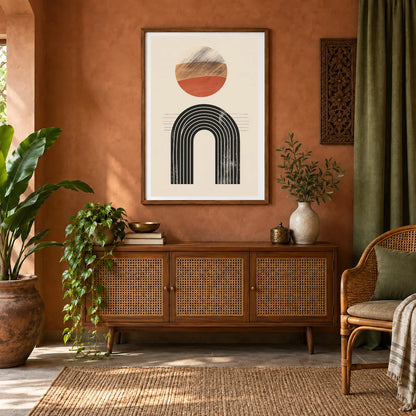 Boho Abstract Print CXLII — Boho Abstract Prints shown in a styled interior