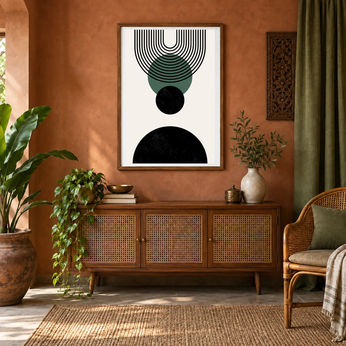 Boho Abstract Print CXLIV — Boho Abstract Prints shown in a styled interior