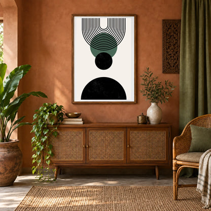 Boho Abstract Print CXLIV — Boho Abstract Prints shown in a styled interior