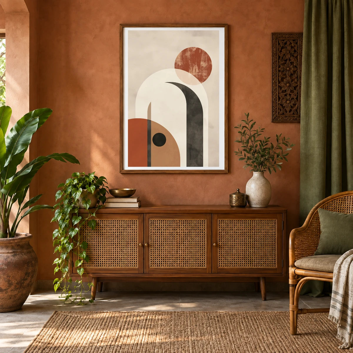 Boho Abstract Print CLXIV — Boho Abstract Prints shown in a styled interior