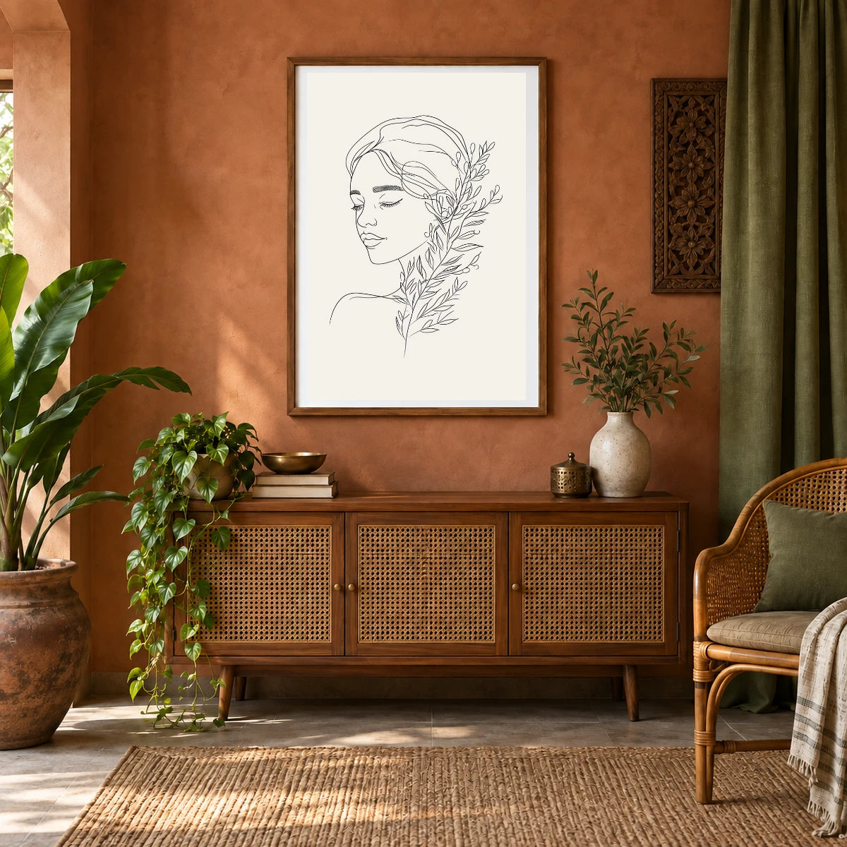 Boho Abstract Print CLXXXVII — Boho Abstract Prints shown in a styled interior