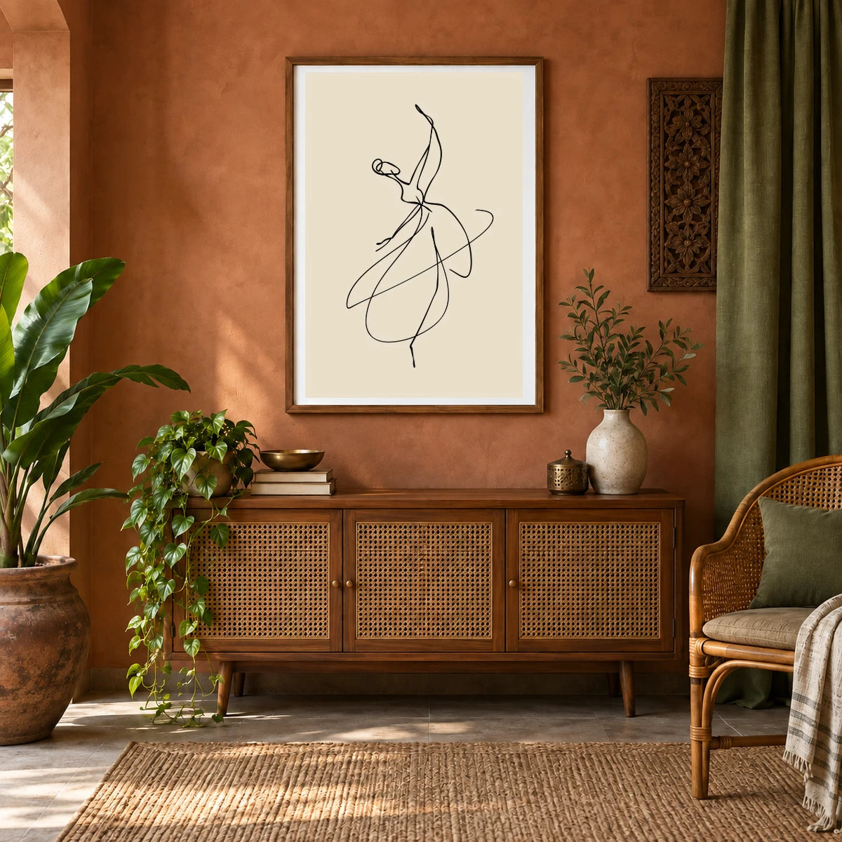 Boho Abstract Print CXCI — Boho Abstract Prints shown in a styled interior