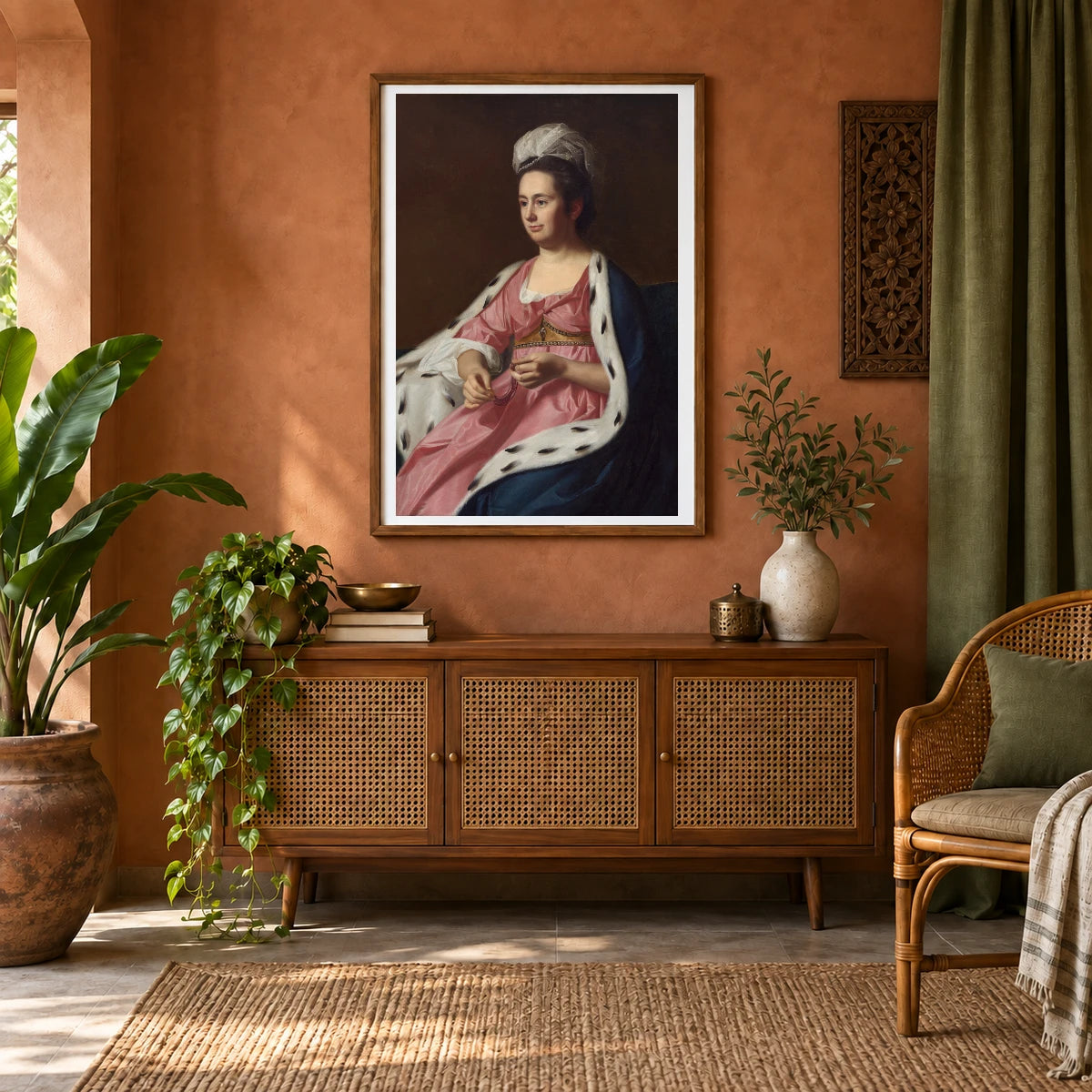 Abigail Smith Babcock (mrs. Adam Babcock) 1985.20.1 — Famous Paintings shown in a styled interior