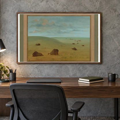 After The Buffalo Chase Sioux 1965.16.11 — Famous Paintings shown in a styled interior