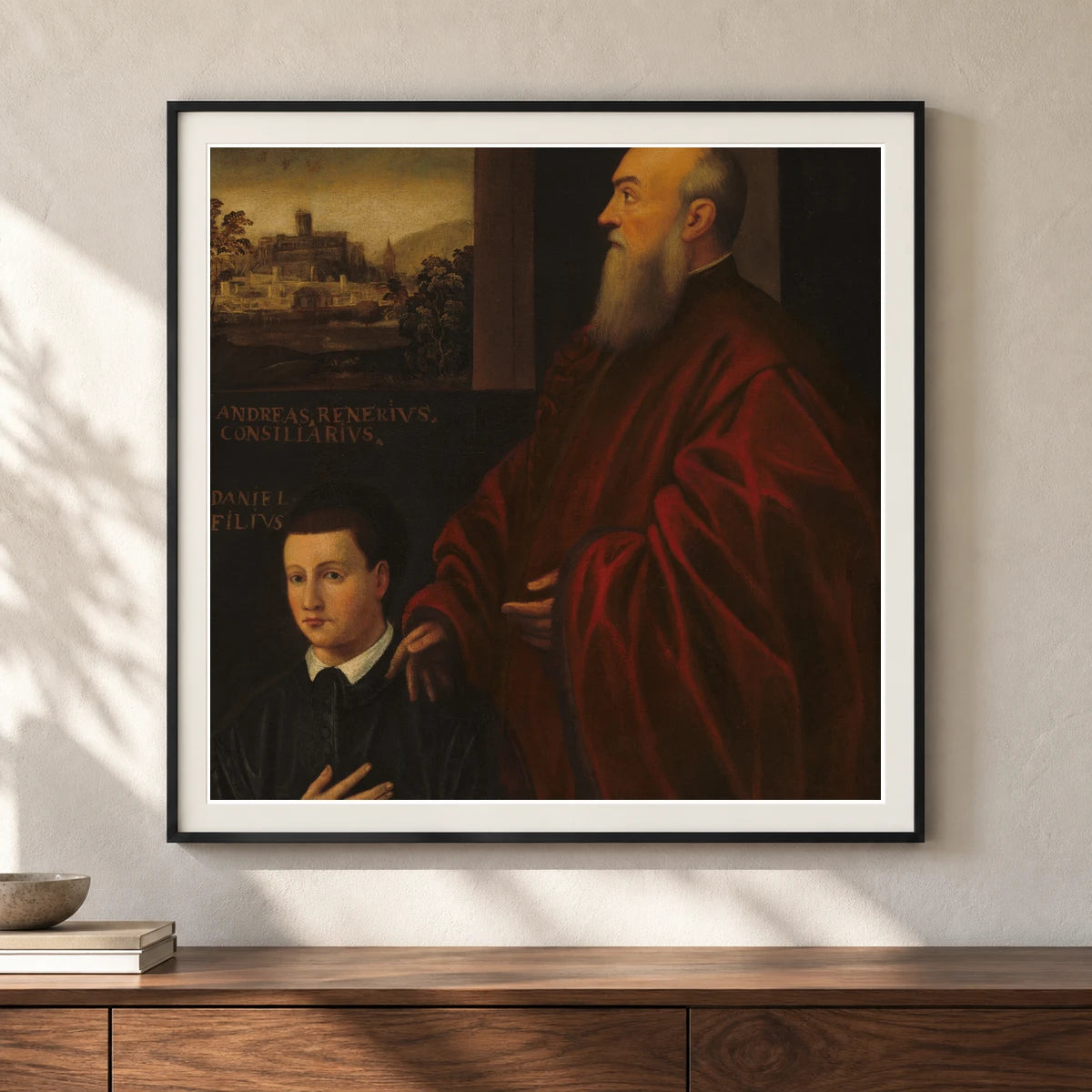 Andrea Renier And His Son Daniele 1951.15.1 — Famous Paintings shown in a styled interior