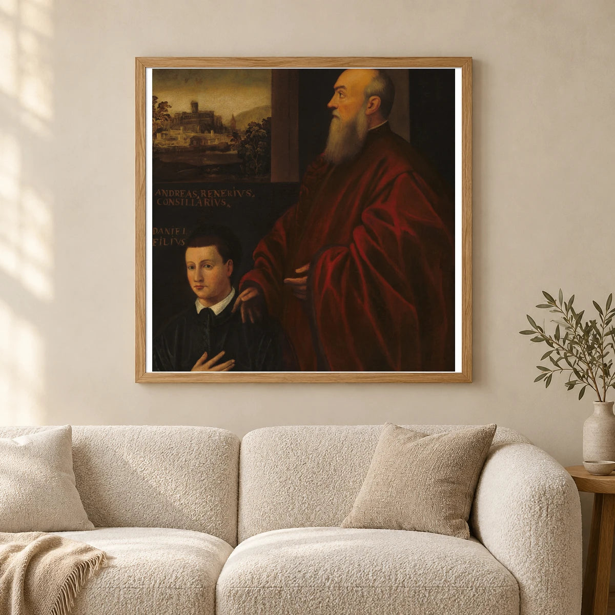 Andrea Renier And His Son Daniele 1951.15.1 — Famous Paintings shown in a styled interior