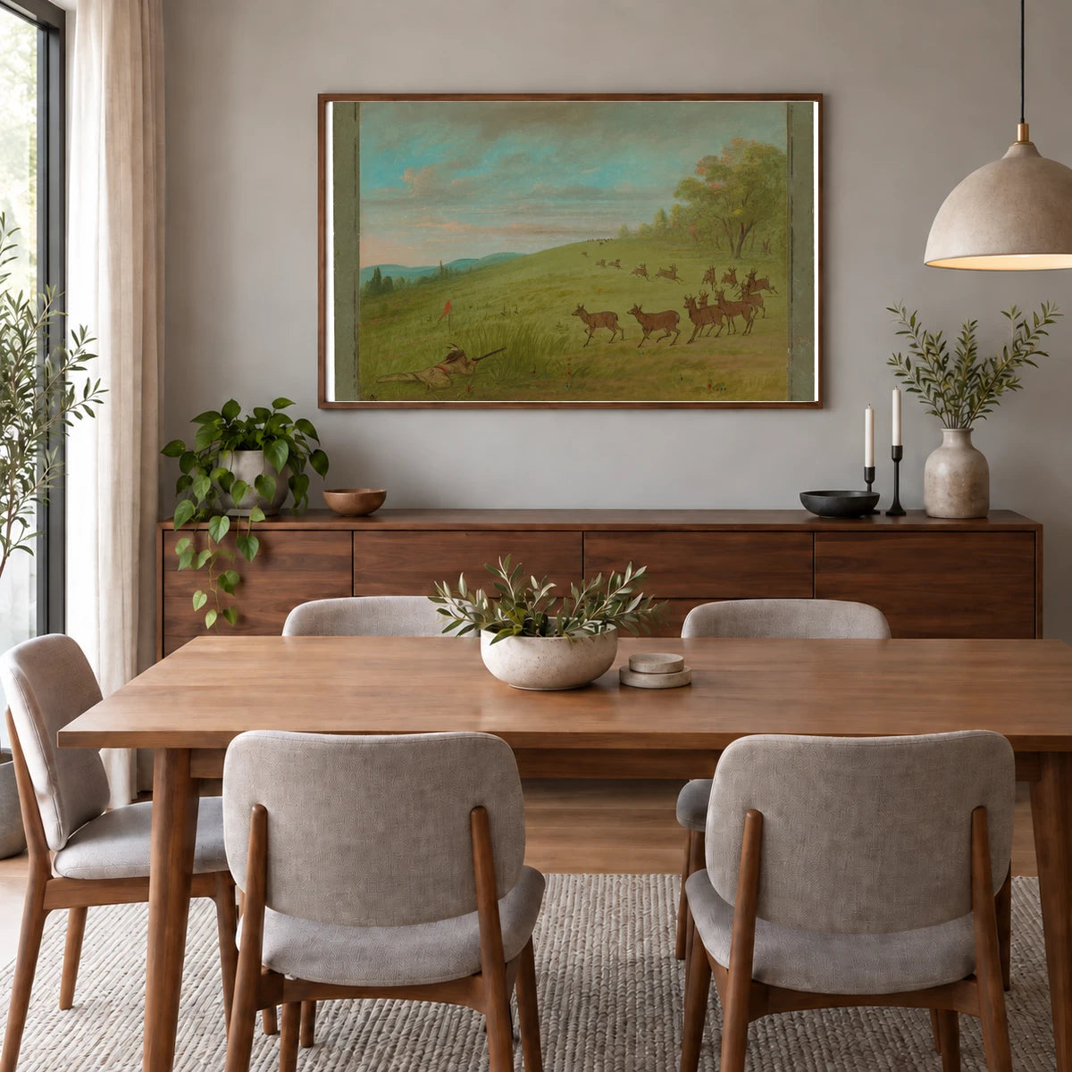 Antelope Shooting Assinneboine 1965.16.35 — Famous Paintings shown in a styled interior