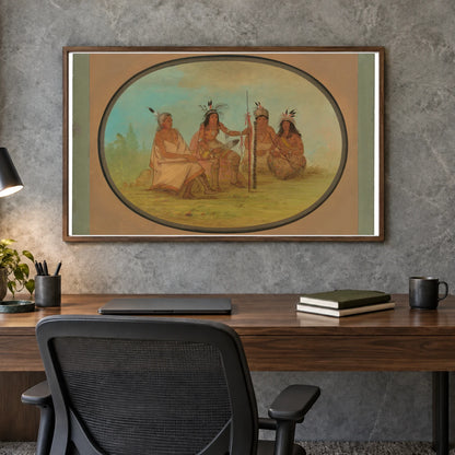An Aged Ojibbeway Chief And Three Warriors 1965.16.91 — Famous Paintings shown in a styled interior