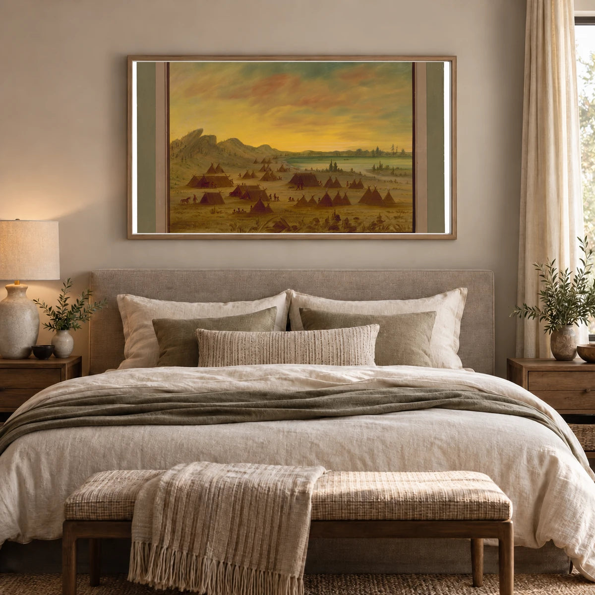 An Apachee Village 1965.16.200 — Famous Paintings shown in a styled interior