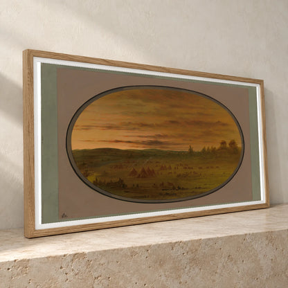 An Indian Encampment At Sunset 1965.16.189 — Famous Paintings famous paintings print by SaamCrafts