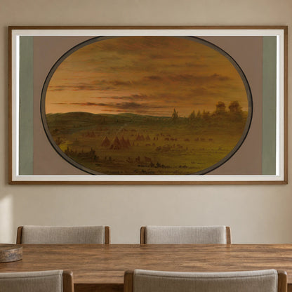 An Indian Encampment At Sunset 1965.16.189 — Famous Paintings shown in a styled interior