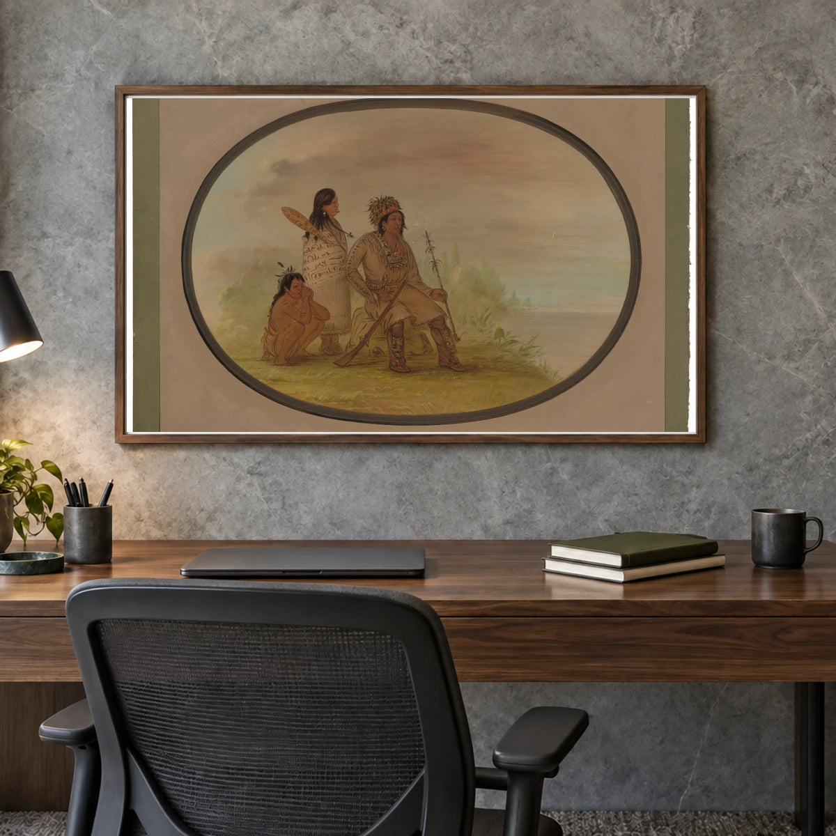 An Old Nayas Indian, His Granddaughter, And A Boy 1965.16.154 — Famous Paintings shown in a styled interior