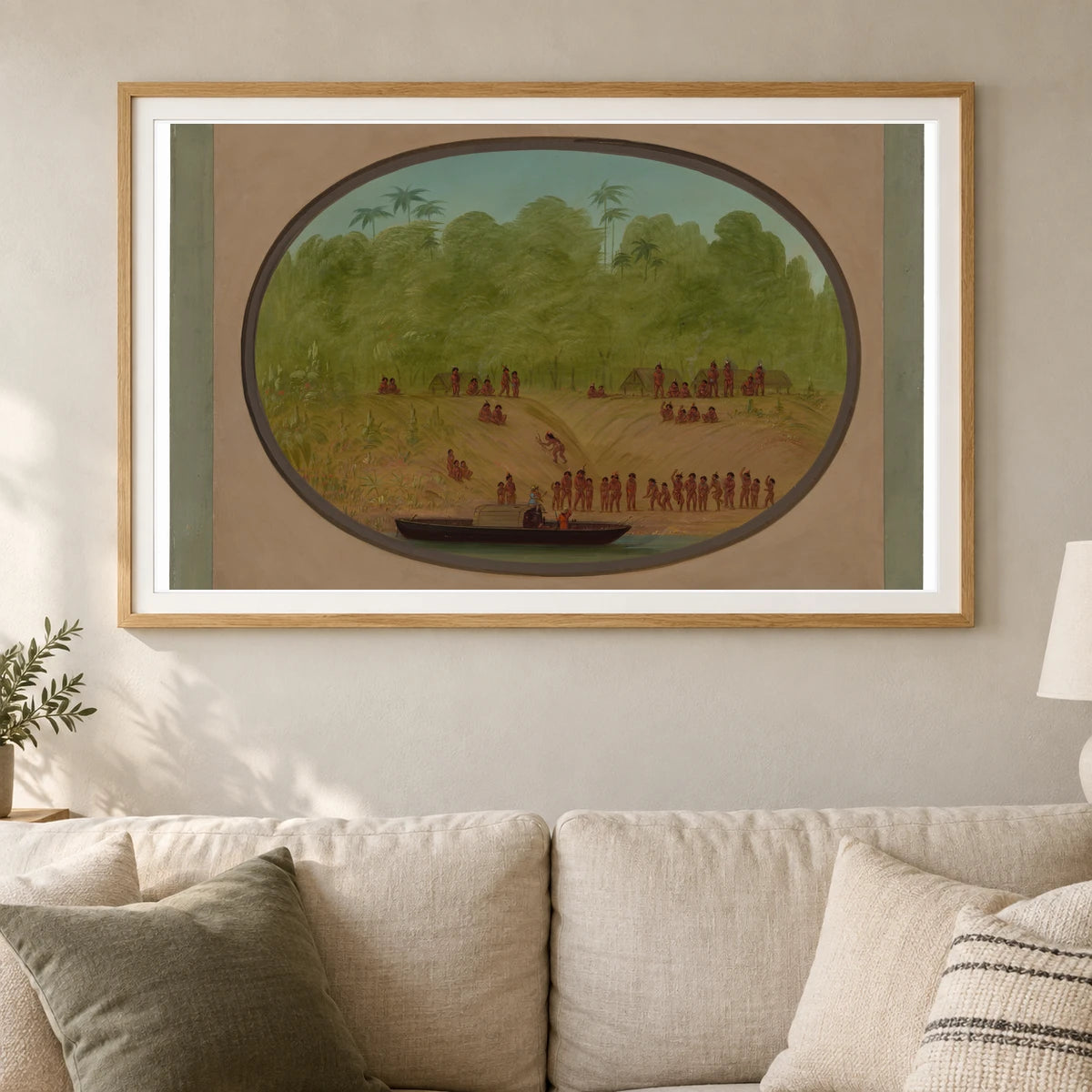An Omagua Village Boat Sketch 1965.16.280 — Famous Paintings shown in a styled interior