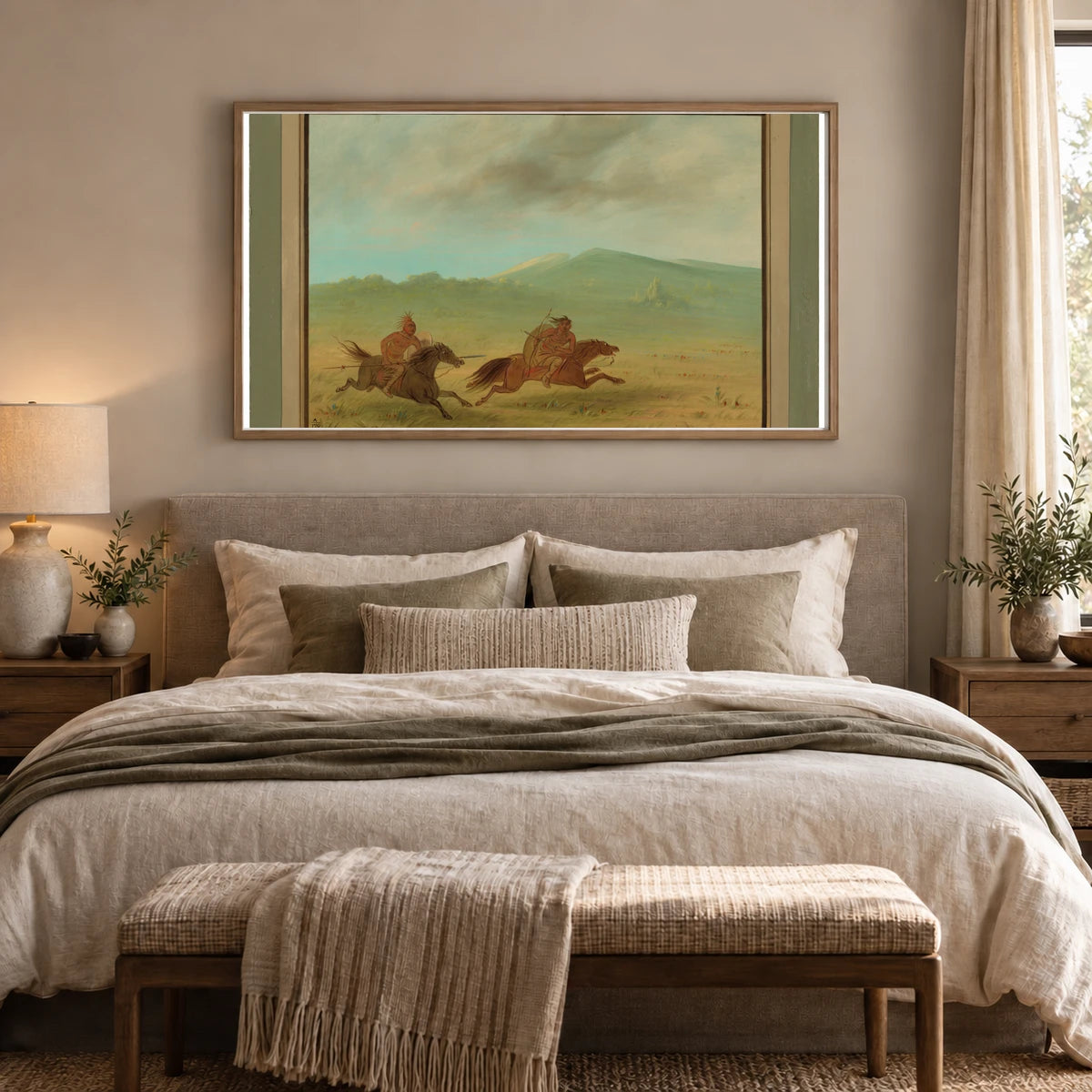 An Osage Indian Pursuing A Camanchee 1965.16.71 — Famous Paintings shown in a styled interior