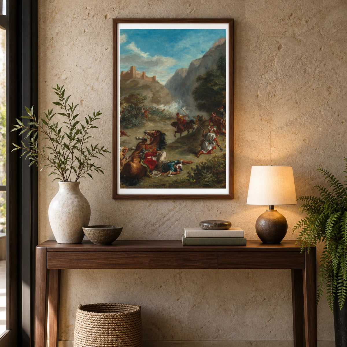 Arabs Skirmishing In The Mountains 1966.12.1 — Famous Paintings shown in a styled interior