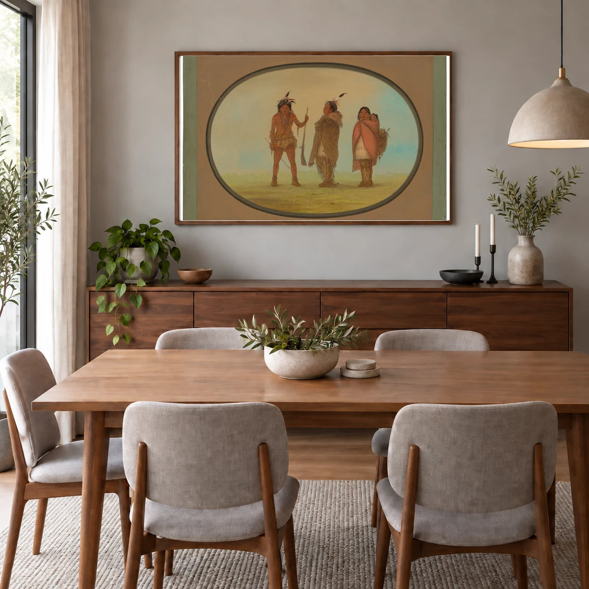 Arapaho Chief, His Wife, And A Warrior 1965.16.30 — Famous Paintings shown in a styled interior