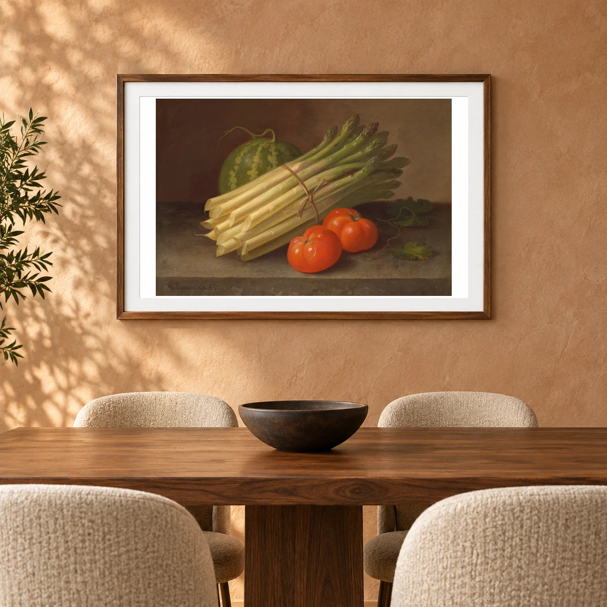 Asparagus, Tomatoes, And A Squash 2018.44.14 — Famous Paintings shown in a styled interior