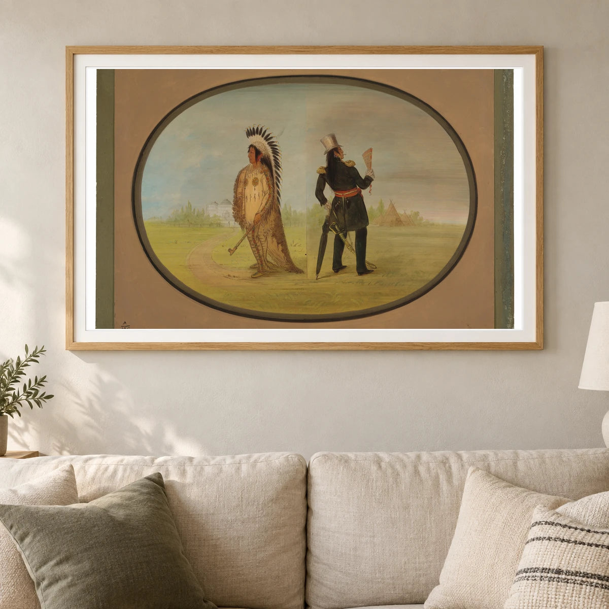 Assinneboine Chief Before And After Civilization 1965.16.33 — Famous Paintings shown in a styled interior