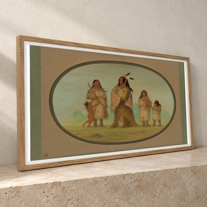 Assinneboine Warrior And His Family 1965.16.32 — Famous Paintings famous paintings print by SaamCrafts