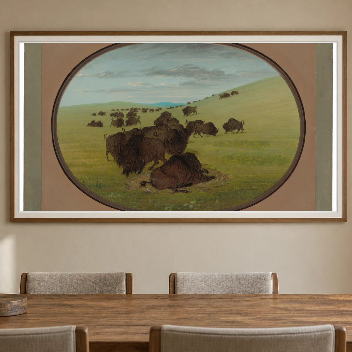 A Buffalo Wallow 1965.16.178 — Famous Paintings shown in a styled interior