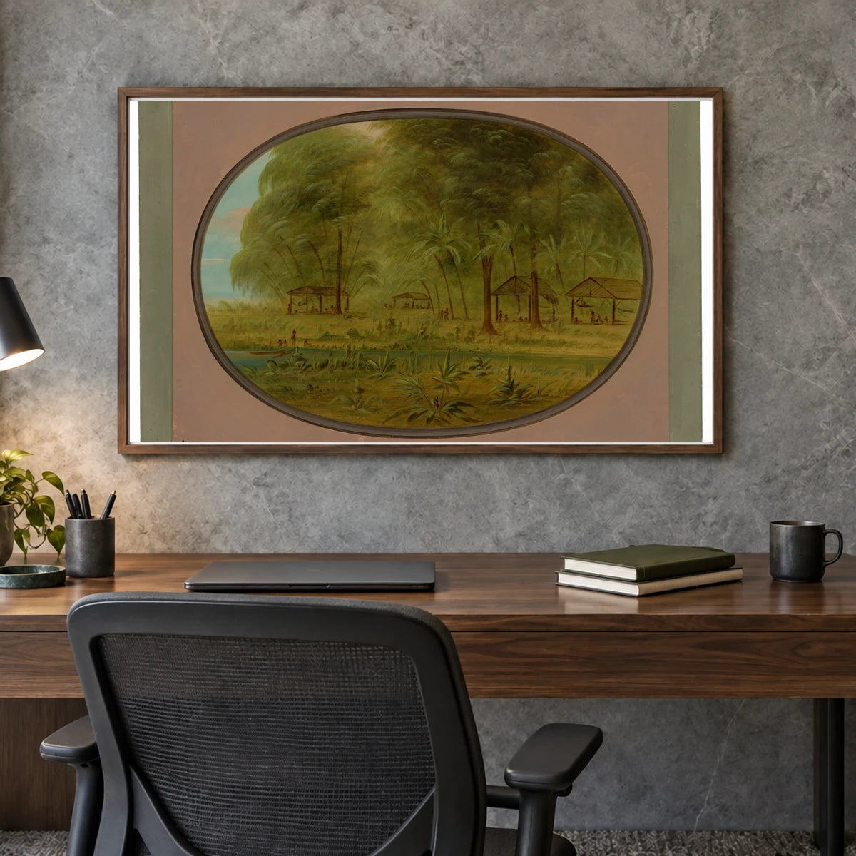 A Caribbe Village In Dutch Guiana 1965.16.265 — Famous Paintings shown in a styled interior