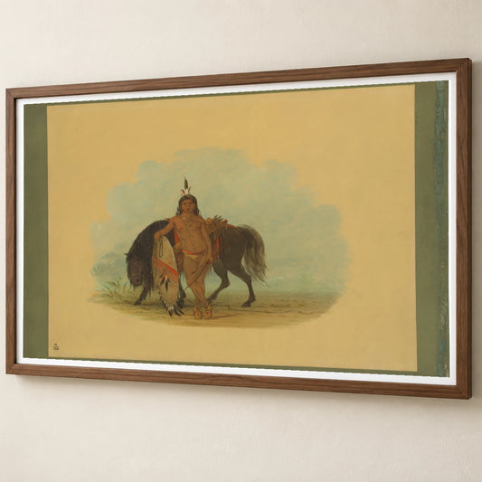 A Cheyenne Warrior Resting His Horse 1965.16.39 — Famous Paintings famous paintings print by SaamCrafts
