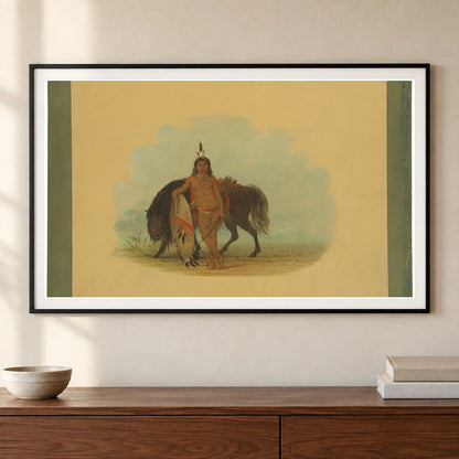 A Cheyenne Warrior Resting His Horse 1965.16.39 — Famous Paintings shown in a styled interior