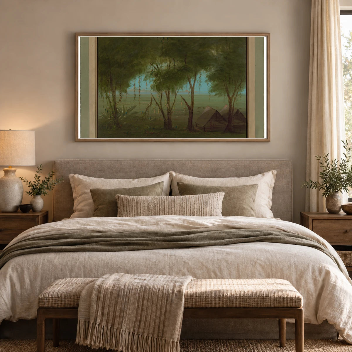 A Connibo Village 1965.16.295 — Famous Paintings shown in a styled interior