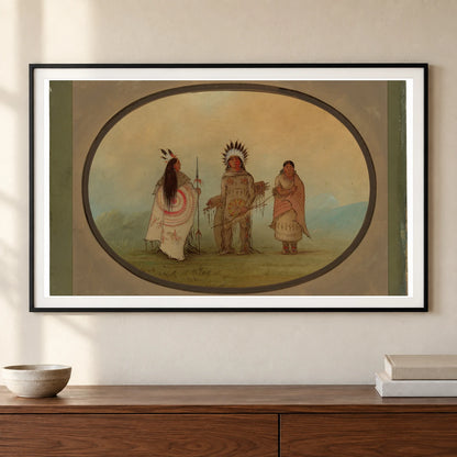 A Crow Chief, A Warrior, And His Wife 1965.16.21 — Famous Paintings shown in a styled interior