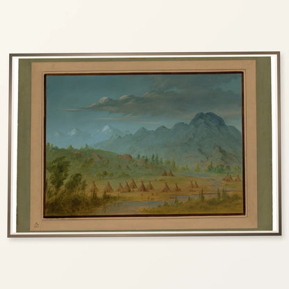 A Crow Village And The Salmon River Mountains 1965.16.25 — Famous Paintings famous paintings print by SaamCrafts