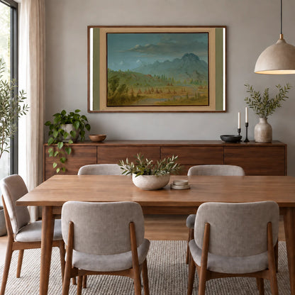 A Crow Village And The Salmon River Mountains 1965.16.25 — Famous Paintings shown in a styled interior