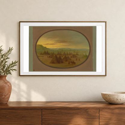 A Crow Village Of Skin Tents On The Salmon River 1965.16.350 — Famous Paintings shown in a styled interior