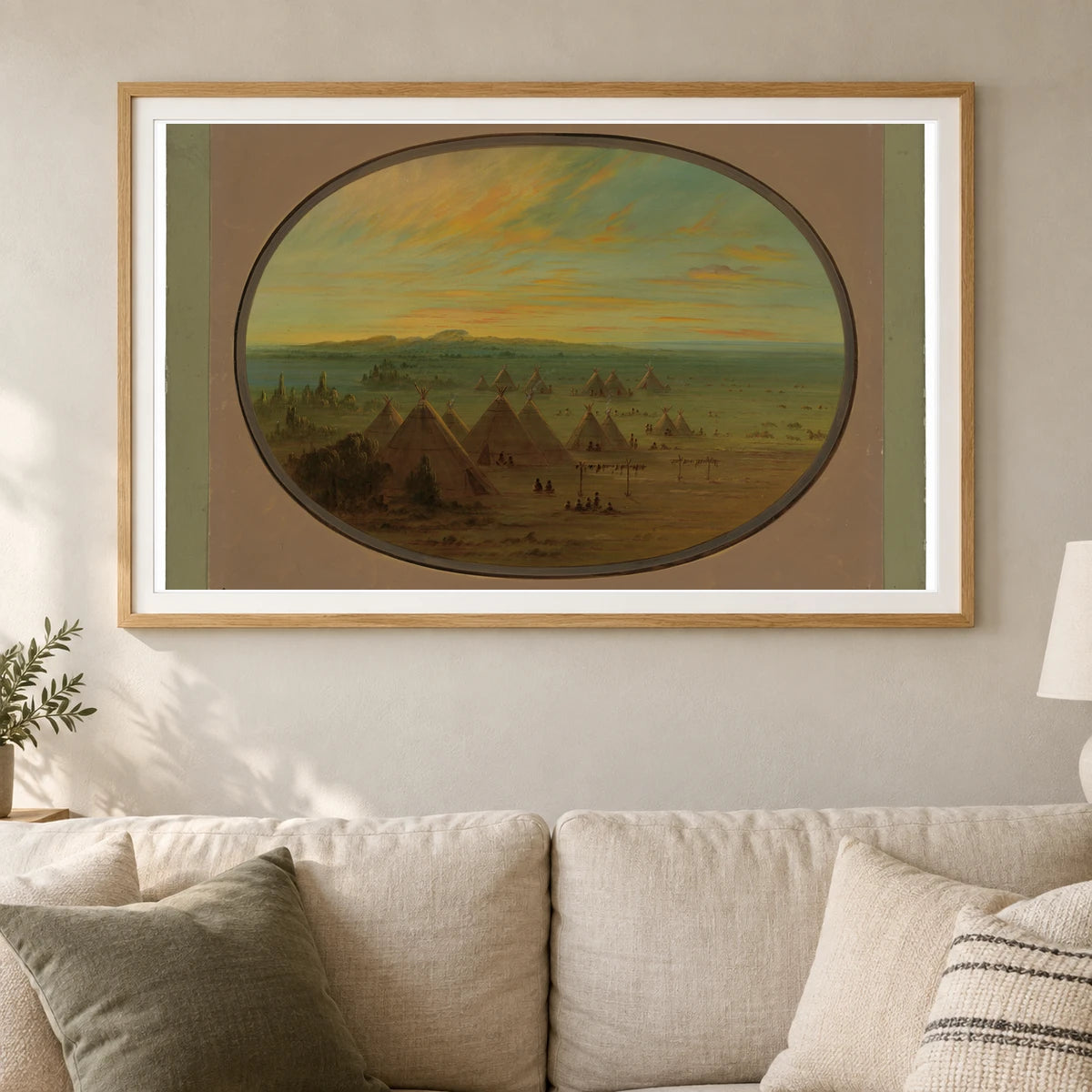 A Crow Village On The Salmon River 1965.16.24 — Famous Paintings shown in a styled interior