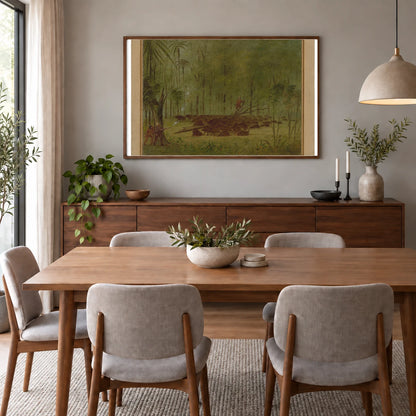 A Fight With Peccaries Caribbe 1965.16.260 — Famous Paintings shown in a styled interior
