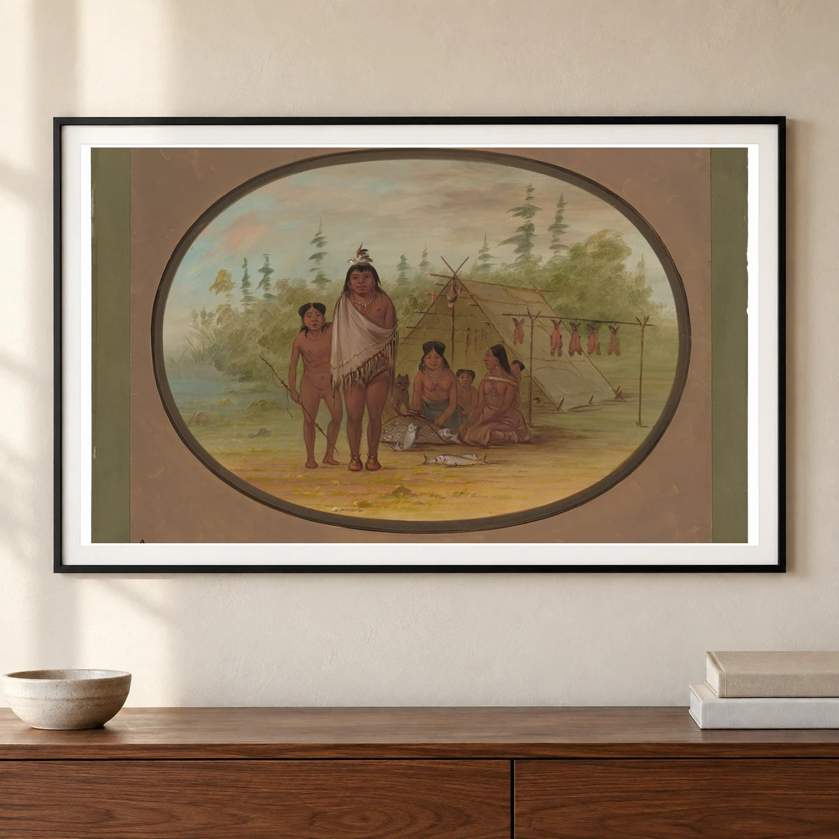 A Flathead Chief With His Family 1965.16.151 — Famous Paintings shown in a styled interior