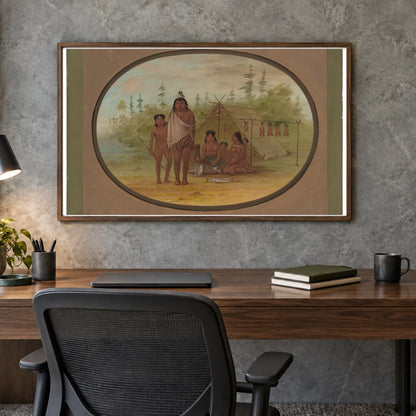 A Flathead Chief With His Family 1965.16.151 — Famous Paintings shown in a styled interior