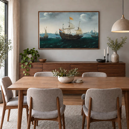 A Fleet At Sea 2021.97.1 — Famous Paintings shown in a styled interior
